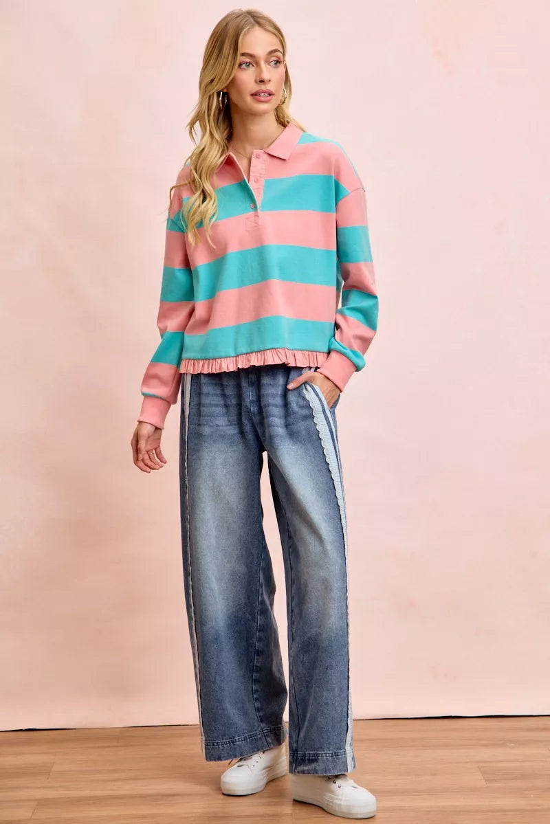 Bibi Washed Lace Contrast Sided Jeans view 6 (bottom) - sided jeans, contrast sided jeans - shop at us.meeeshop