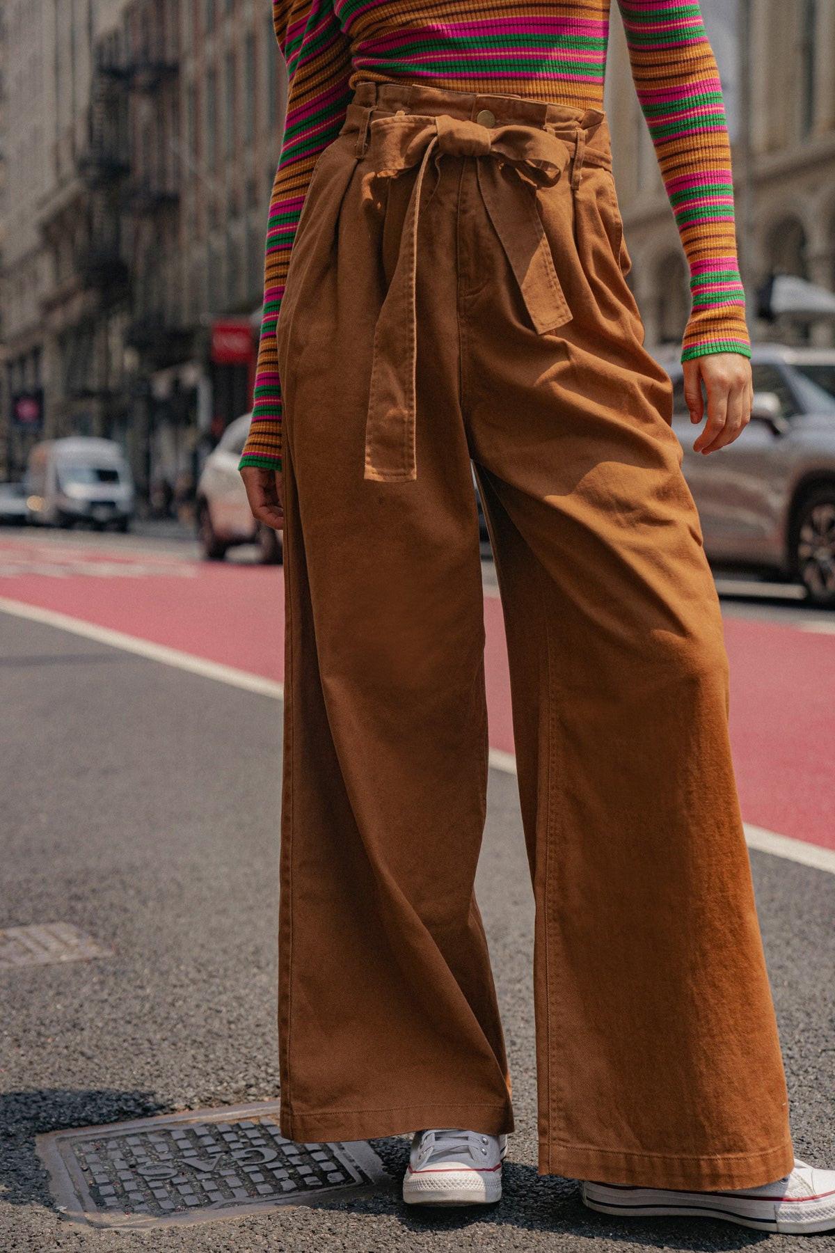 Big Moment Twill Pants in BROWN view 2 (bottom)