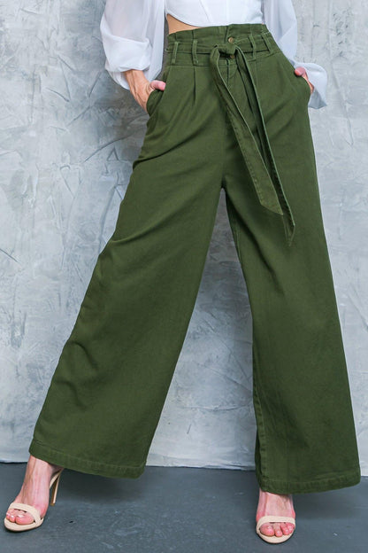 Big Moment Twill Pants in BROWN view 3 (bottom)
