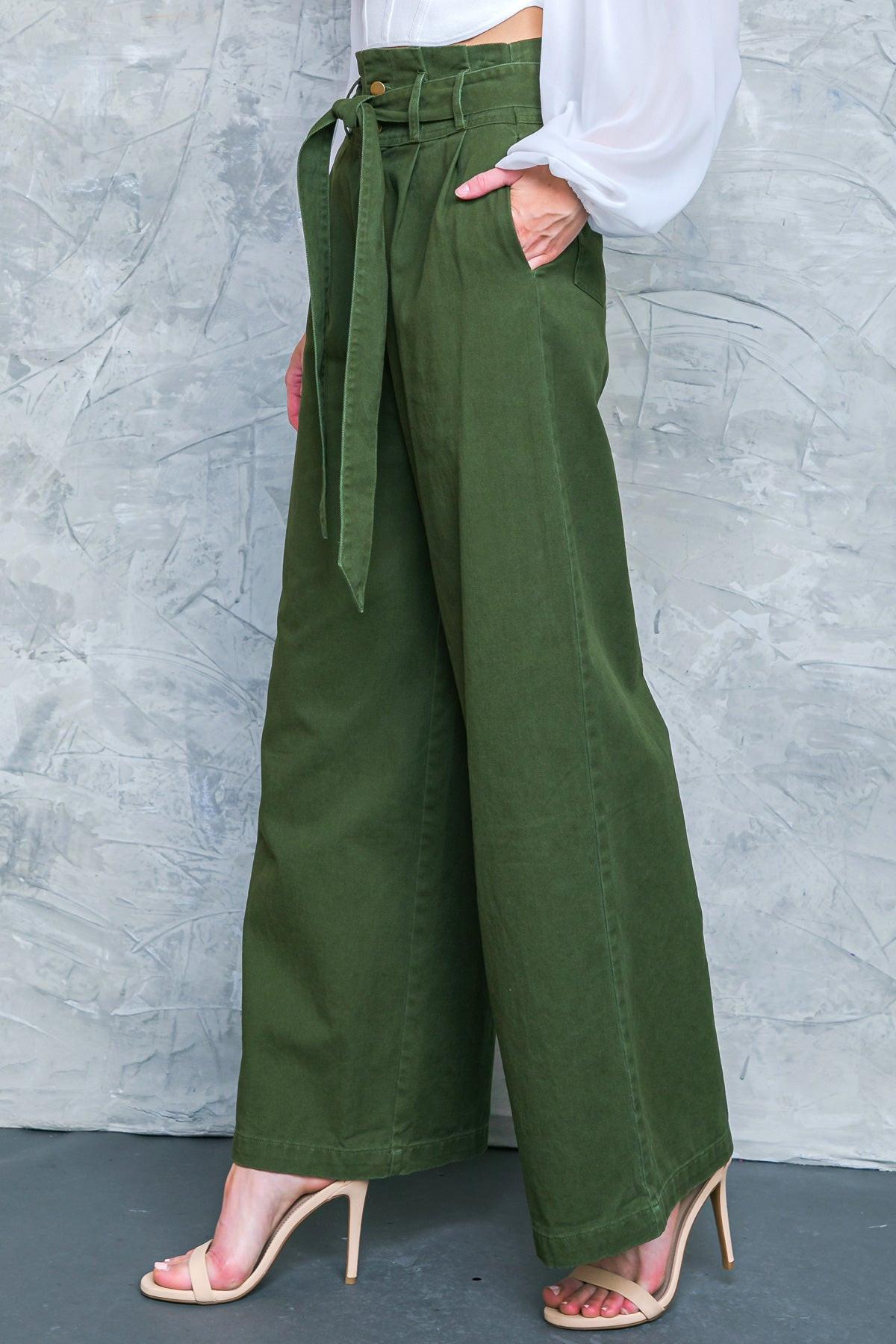 Big Moment Twill Pants in OLIVE view 5 (bottom)