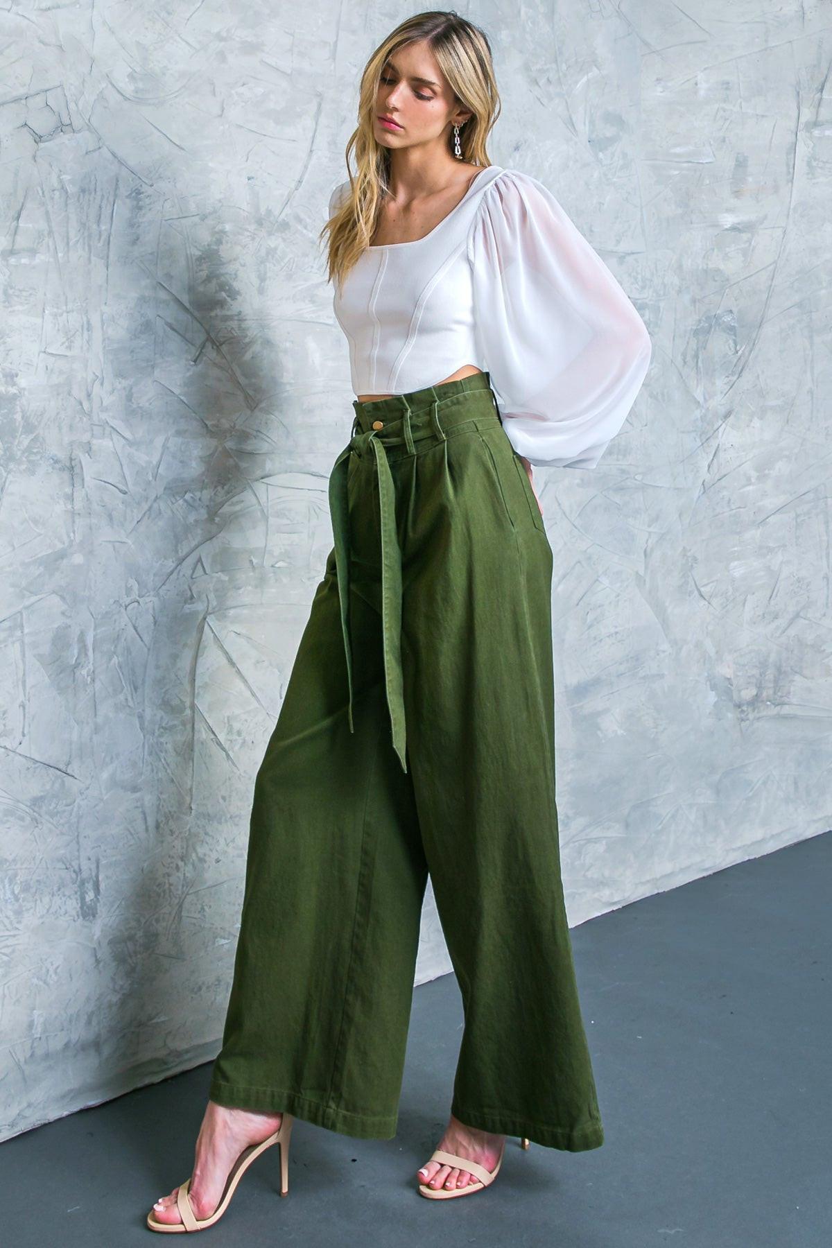 Big Moment Twill Pants in OLIVE view 6 (bottom)
