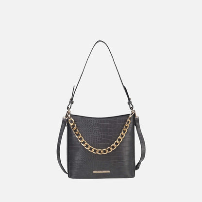 Bizzy Embossed Shoulder Bag in Black