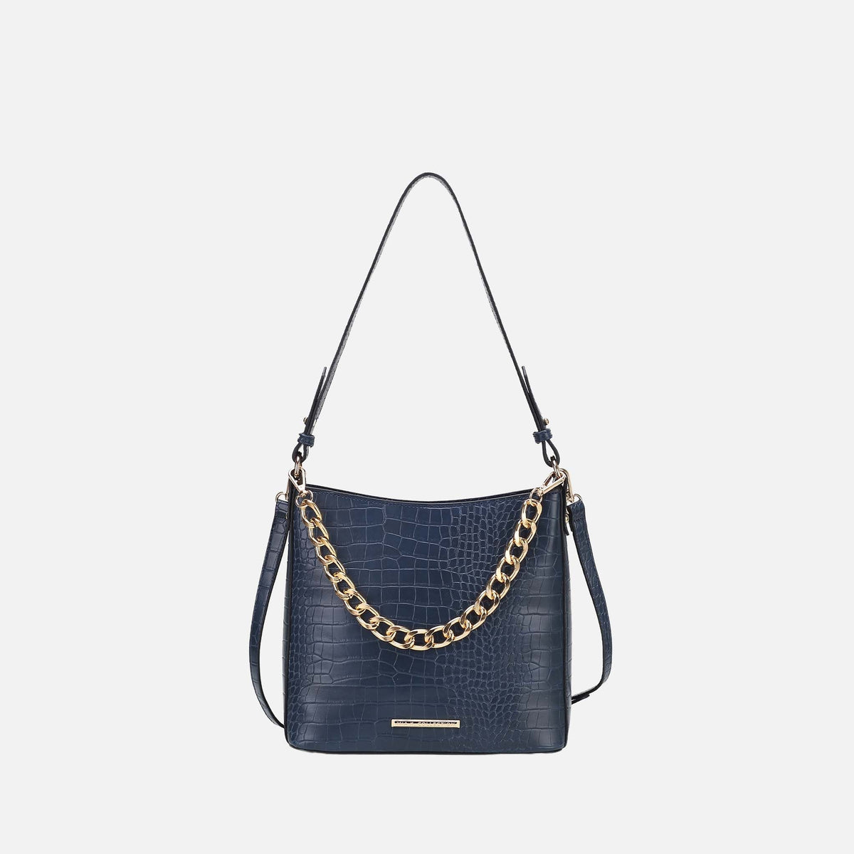 Bizzy Embossed Shoulder Bag in Charcoal Grey view 5