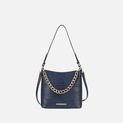 Bizzy Embossed Shoulder Bag in Charcoal Grey view 5