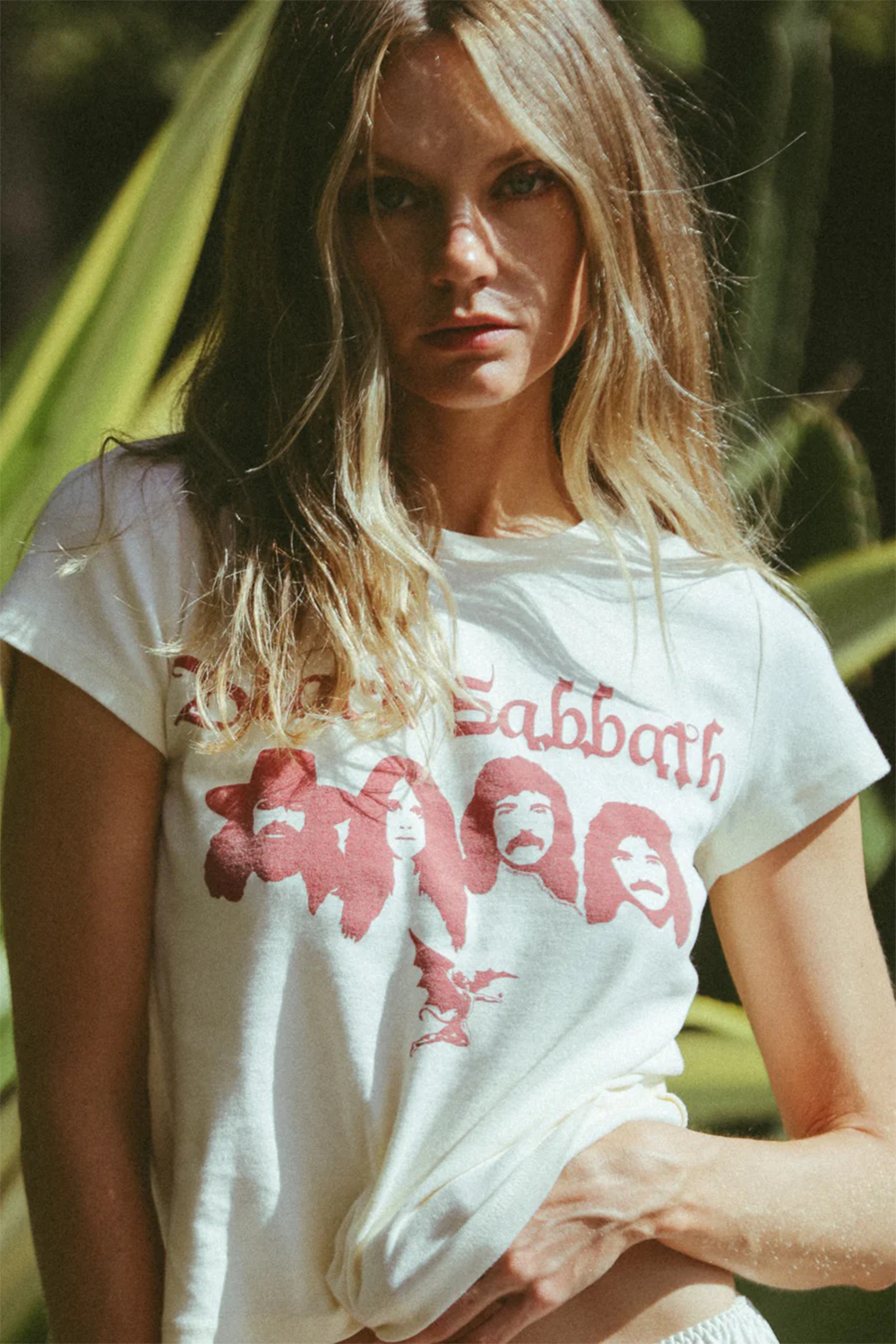 Black Sabbath Baby Tee in Cream - Black Sabbath Tee Shirts (top)