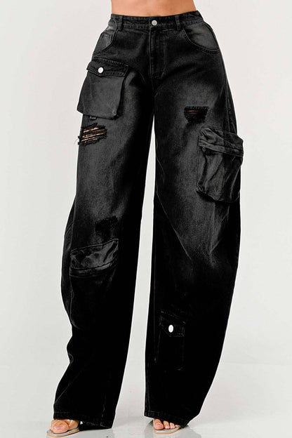 Black Taylor Washed Distressed Jean in Large view 3 - Black Jeans Taylor Swift (bottom)