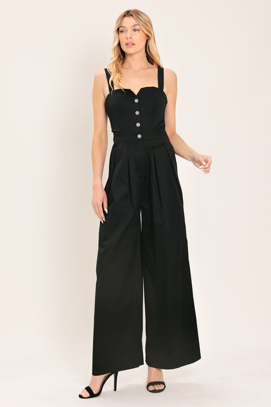 Black Tie Romance Woven Jumpsuit in RED view 2 - Dark.Romance Jumpsuit (one-piece)