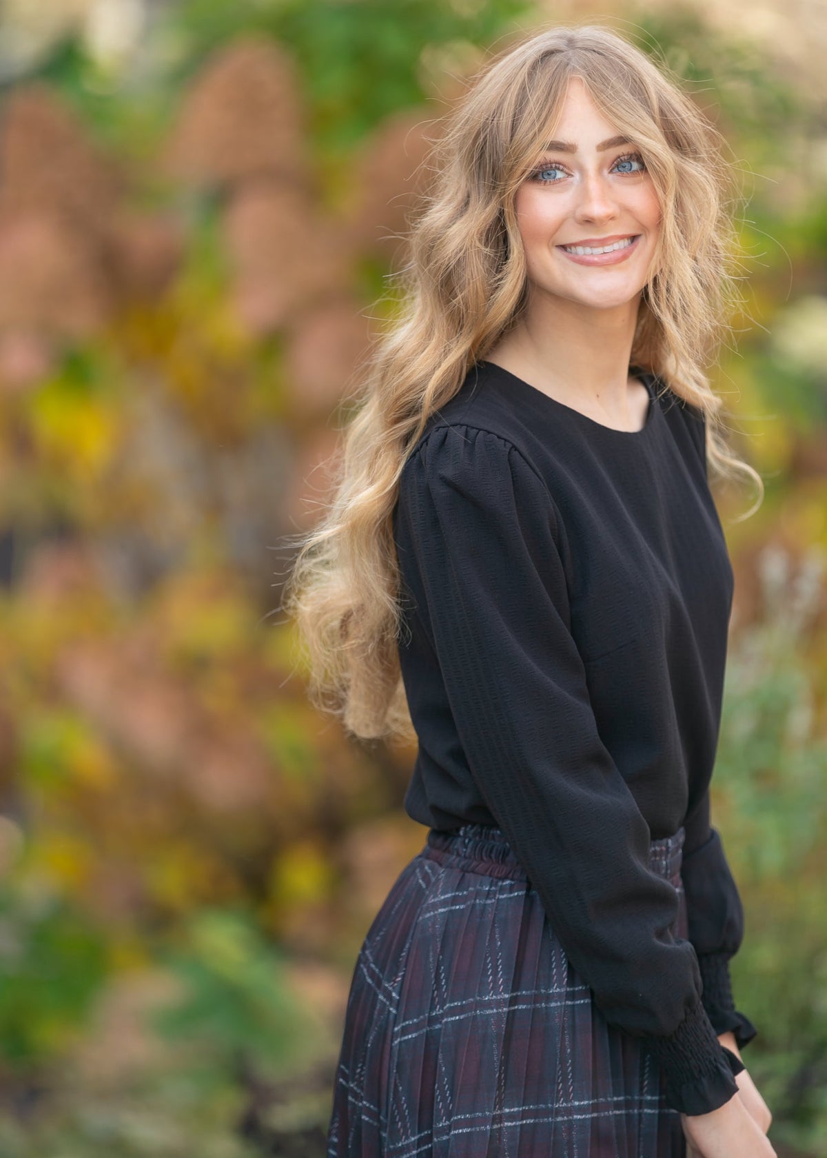 Blake Cinched Sleeve Blouse in Cream view 6 - Black Cinched Blouse (top)