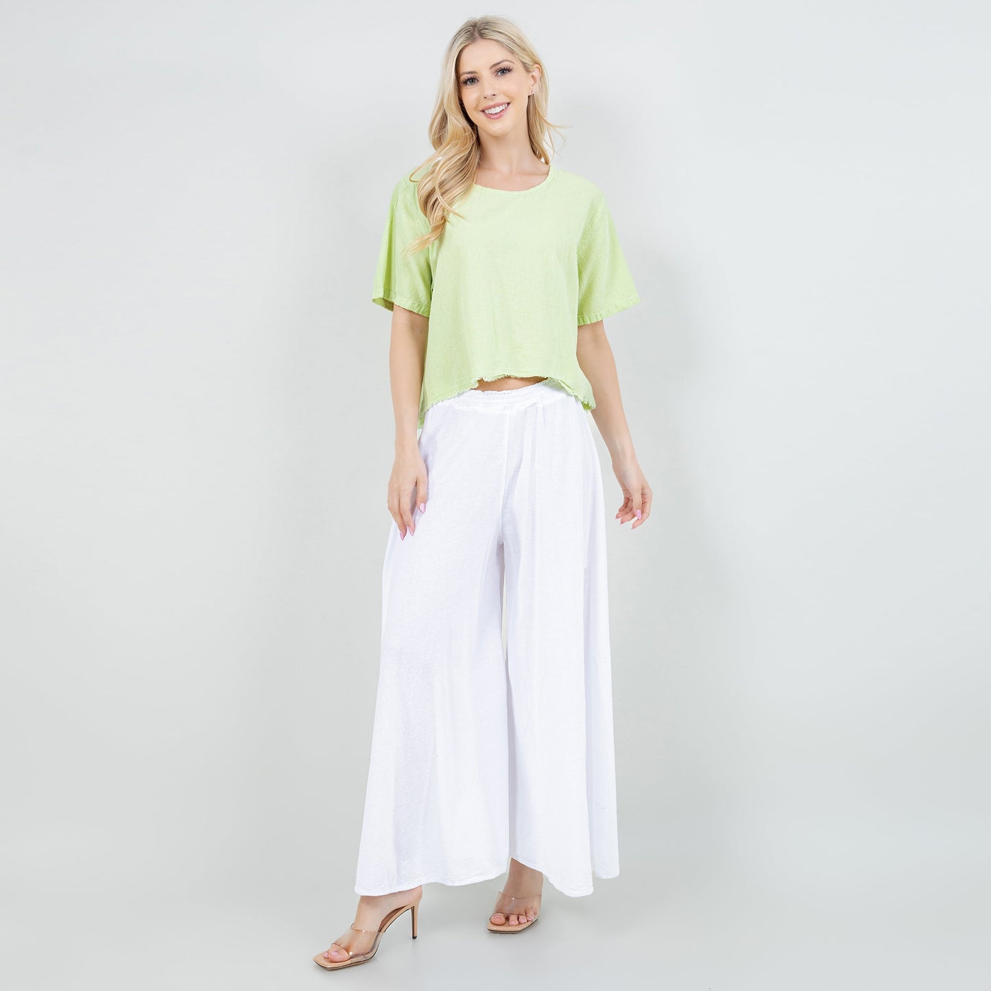Blanche Pants - 100% Cotton Gauze in Azure/ Size OSFM view 3 (bottom)