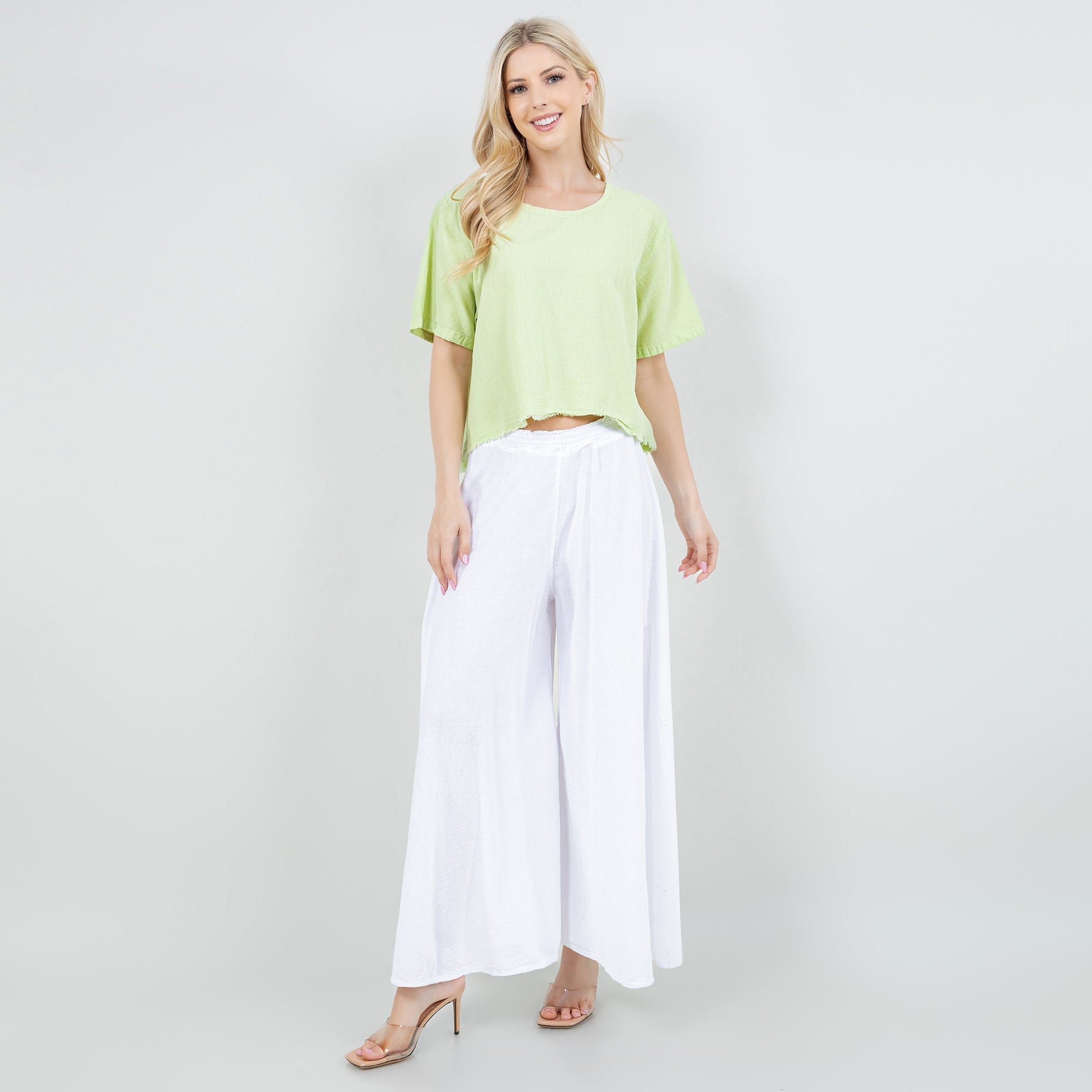 Blanche Pants - 100% Cotton Gauze in Azure/ Size OSFM view 3 (bottom)