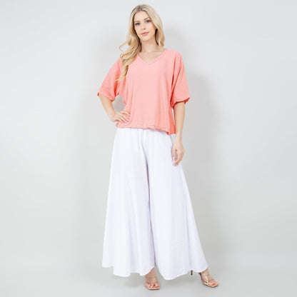 Blanche Pants - 100% Cotton Gauze in Black/ Size OSFM view 4 (bottom)