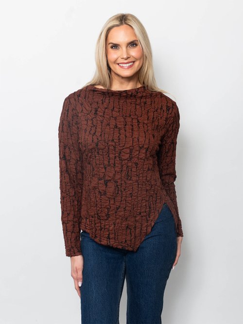 Blister Knit Asymmetrical Hem Top in Snow view 2 - Fall Wardrobe Essential