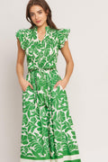 Bloom Energy Woven Midi Dress IVORY GREEN view 4 (dress) - bloom energy dress code, bloombox dressing,  - shop at us.meeeshop