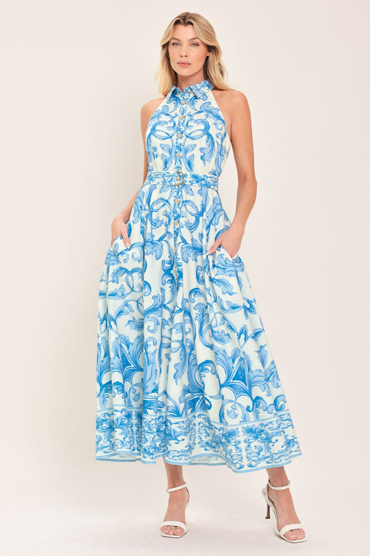blue chateau woven Blue Chateau Woven Maxi Dress OFF WHITE BLUE (dress) - shop at us.meeeshop