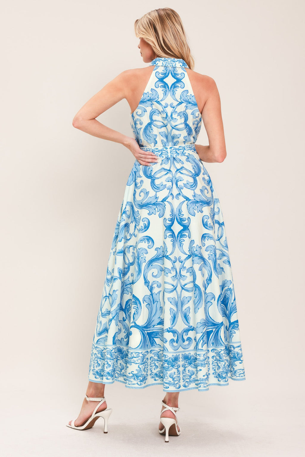 Blue Chateau Woven Maxi Dress OFF WHITE BLUE view 6 (dress) - chateau blue dress, blue castle dress, bl - shop at us.meeeshop