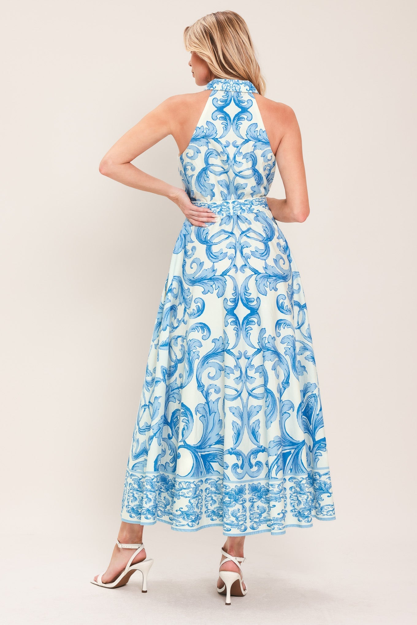 Blue Chateau Woven Maxi Dress OFF WHITE BLUE view 6 (dress) - chateau blue dress, blue castle dress, bl - shop at us.meeeshop