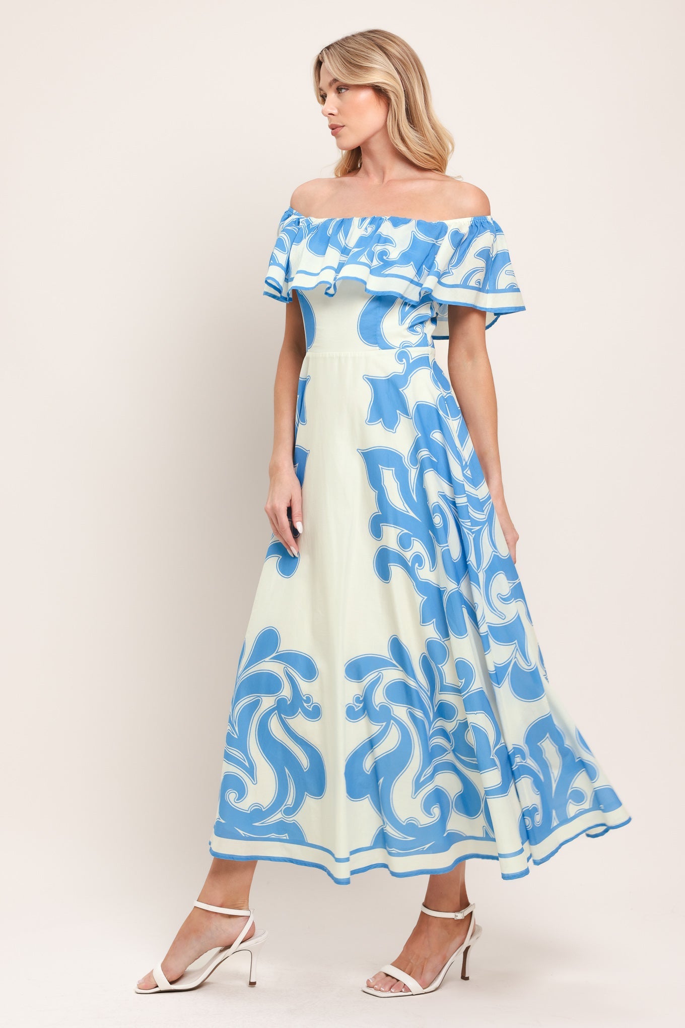 Blue Majolica Woven Midi Dress view 11 (dress) - blue majolica print dress, dolce blue majolica dress,  - shop at us.meeeshop