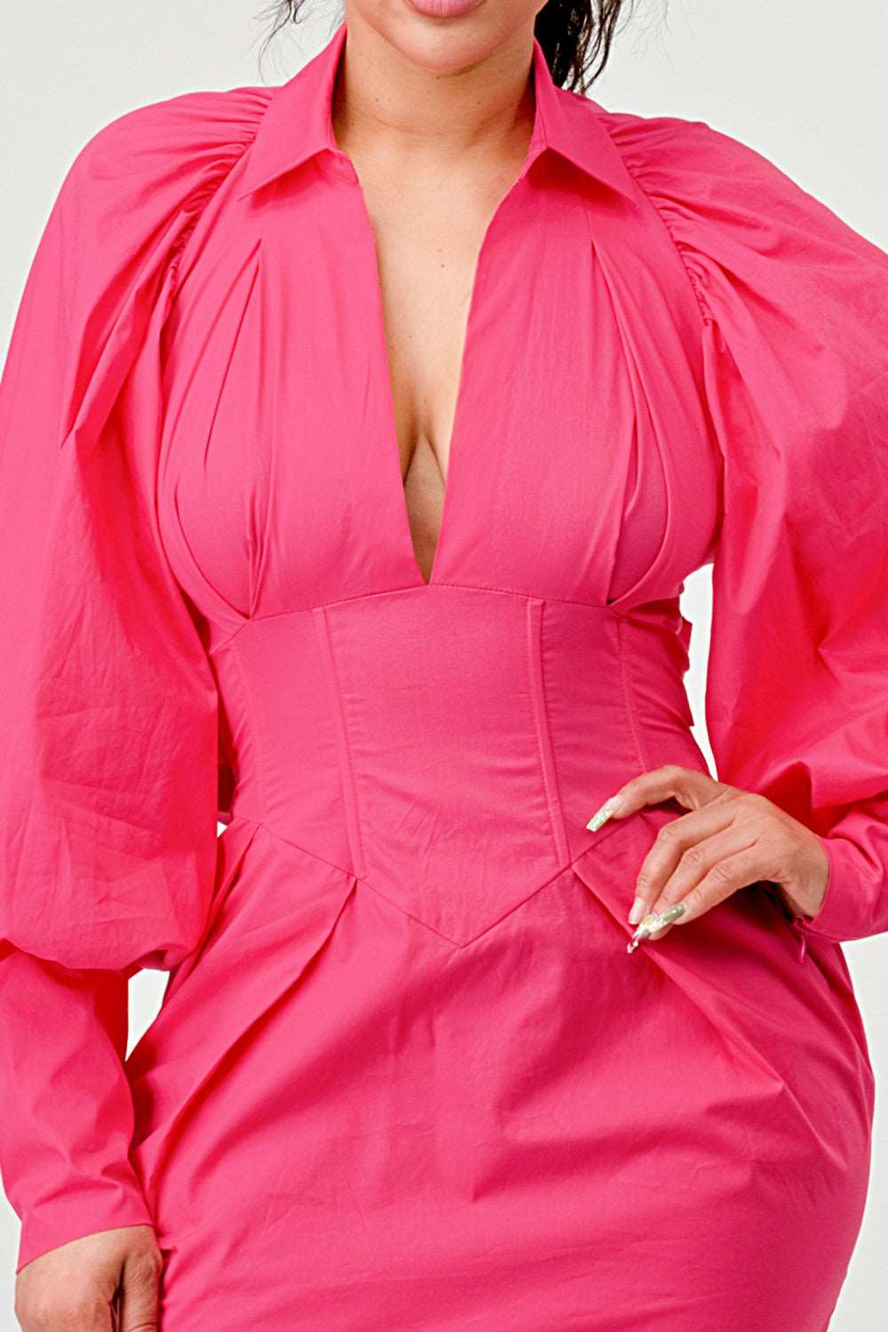 Blush of Elegance: Puff-sleeve Pink Dress view 8 - Blush Elegant Dress Hello Kitty