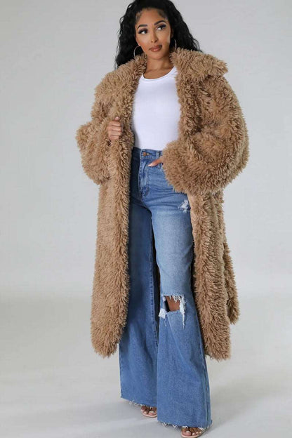Blush Snowfall Fur Winter Heavy Jacket view 4 - Fall Wardrobe Essential (layer)