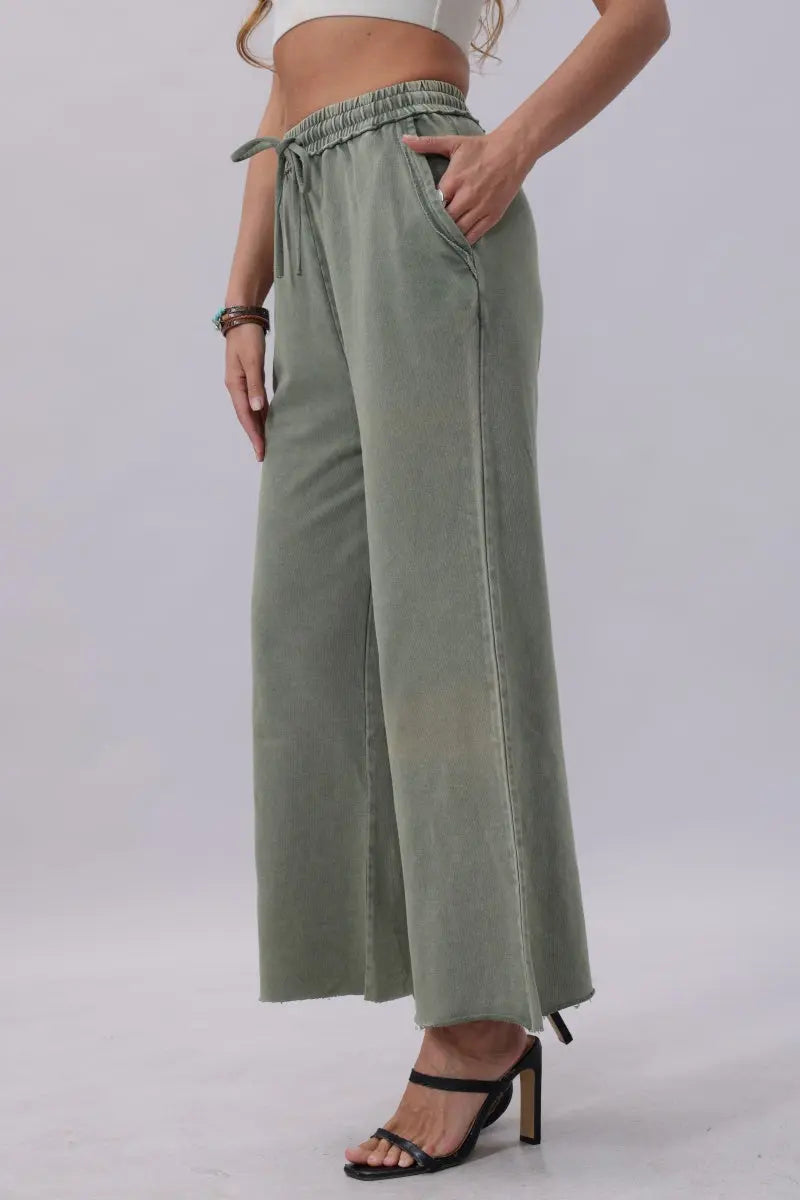 Boho Clothing and Accessories Acid Wash Wide-leg Sweatpants – Relaxed Fit with Raw Hem view 11 - Boho Clothing For Women