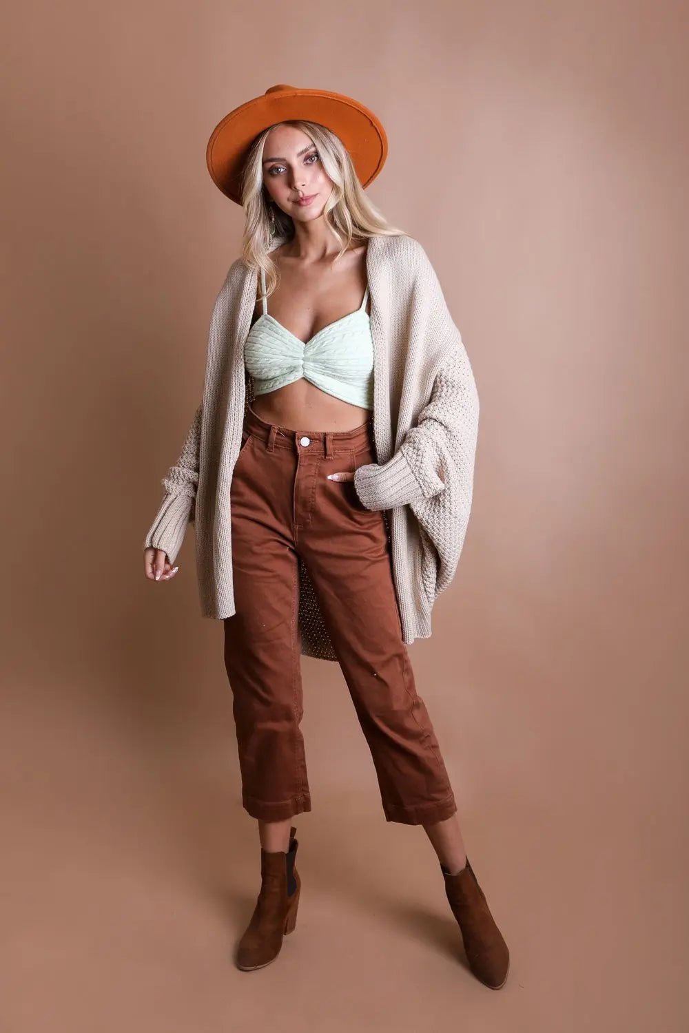 Boho Clothing and Accessories Bat Sleeve Knit Cardigan Top view 10 - Boho Style - Boho Style Cardigan