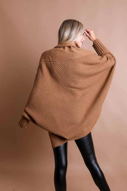 Boho Clothing and Accessories Bat Sleeve Knit Cardigan Top view 11 - Boho Style - Boho Style Cardigan