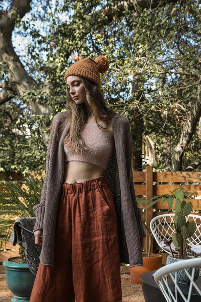 Boho Clothing and Accessories Bat Sleeve Knit Cardigan Top in Camel view 4 - Boho Style - Boho Style Cardigan