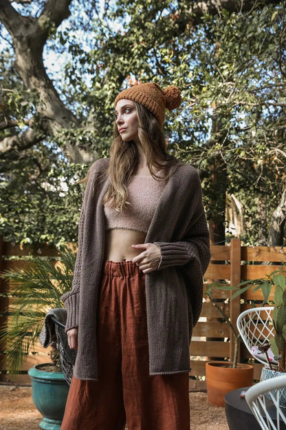 Boho Clothing and Accessories Bat Sleeve Knit Cardigan Top view 6 - Boho Style - Boho Style Cardigan