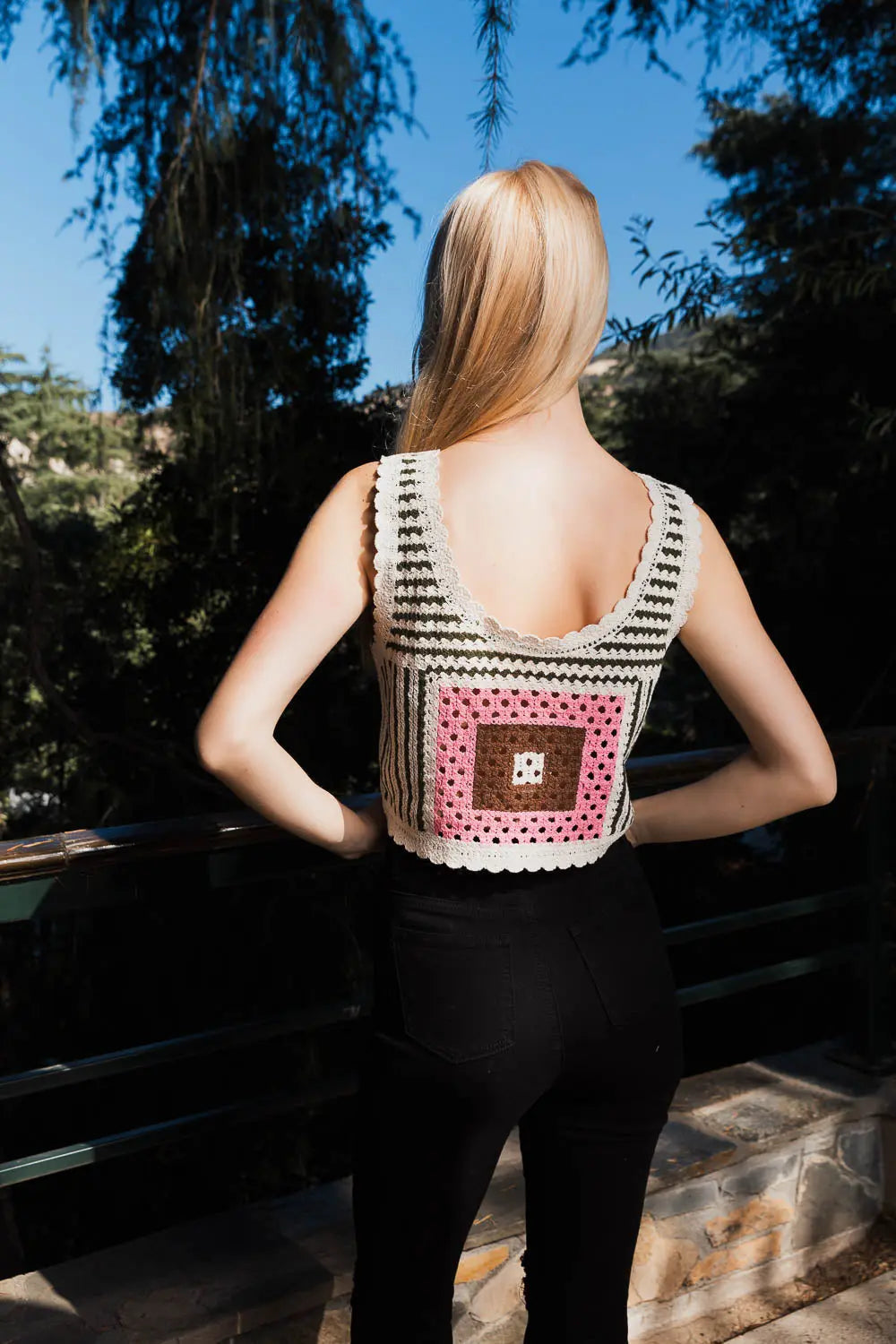 Boho Clothing and Accessories Bohemian Fusion Multi-patterned Crochet Stitched Top view 5 - Boho Style
