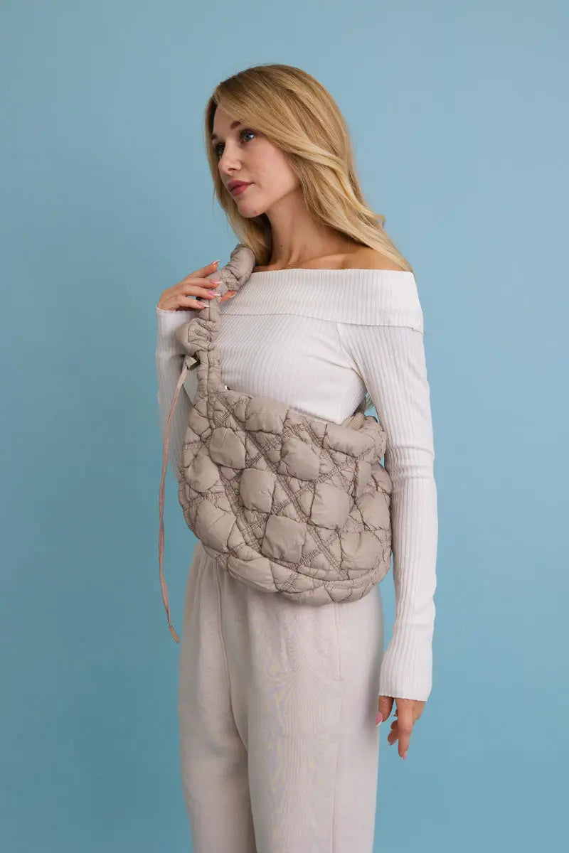 Boho Clothing and Accessories Carry All Quilted Puffer Crossbody Bag 👜 in Blue view 6 - Boho Style