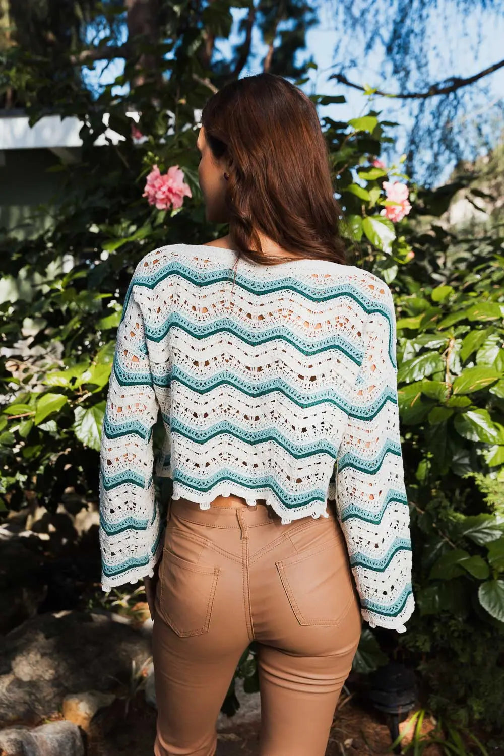 Boho Clothing and Accessories Chevron Chic Flare Crop Top view 5 - Boho Style - Chanel Chevron Chic Top Handle Bag