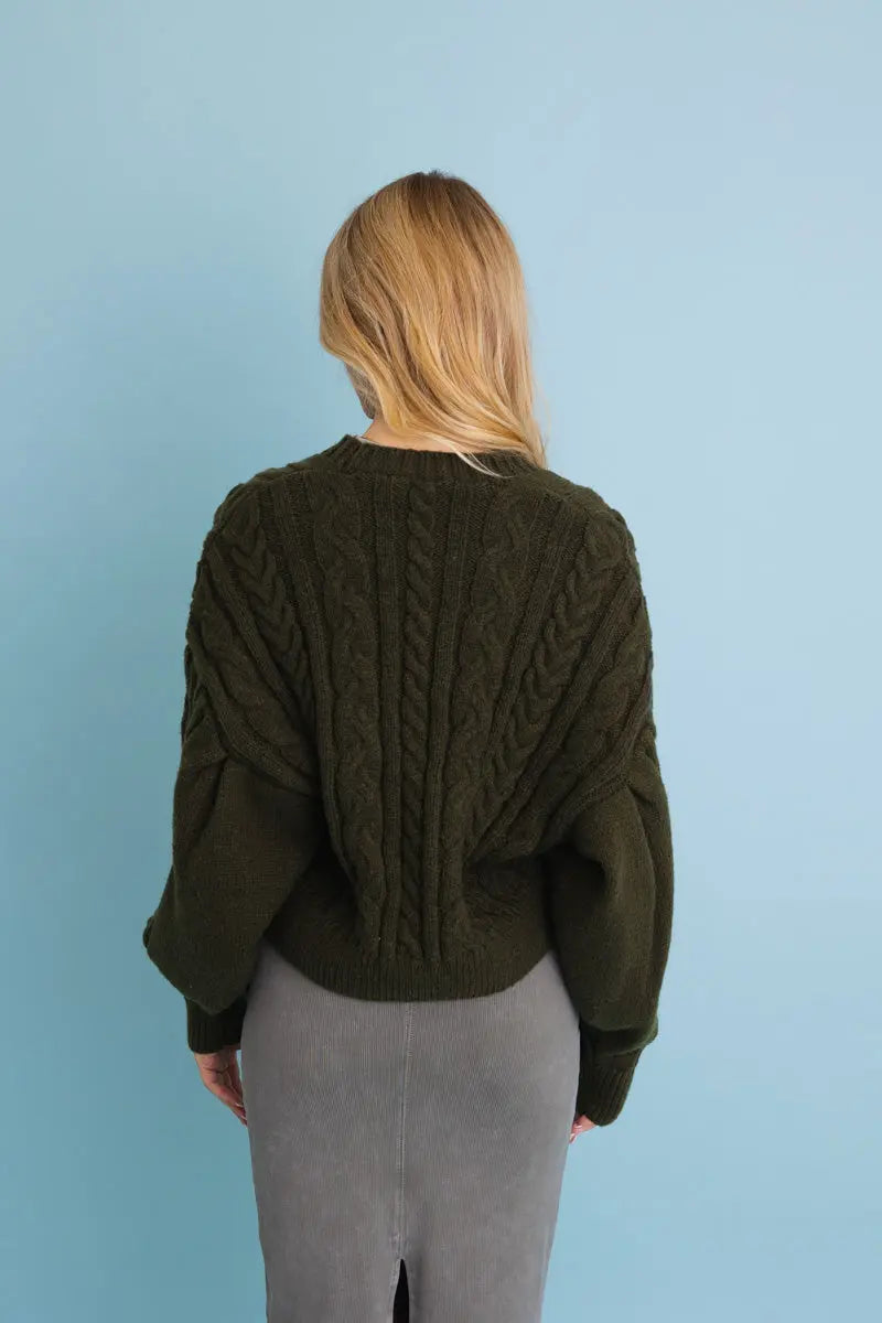 Boho Clothing and Accessories Chunky Cable Knit Button-up Cropped Cardigan 🧥 Top view 11 - Boho Style - Boho Style Cardigan