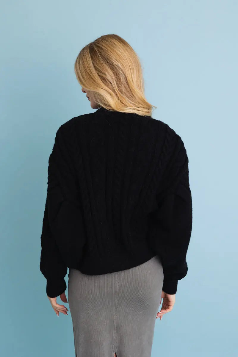 Boho Clothing and Accessories Chunky Cable Knit Button-up Cropped Cardigan 🧥 Top in M/L view 6 - Boho Style