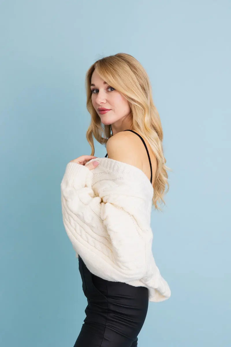 Boho Clothing and Accessories Chunky Cable Knit Button-up Cropped Cardigan 🧥 Top view 9 - Boho Style - Boho Style Cardigan