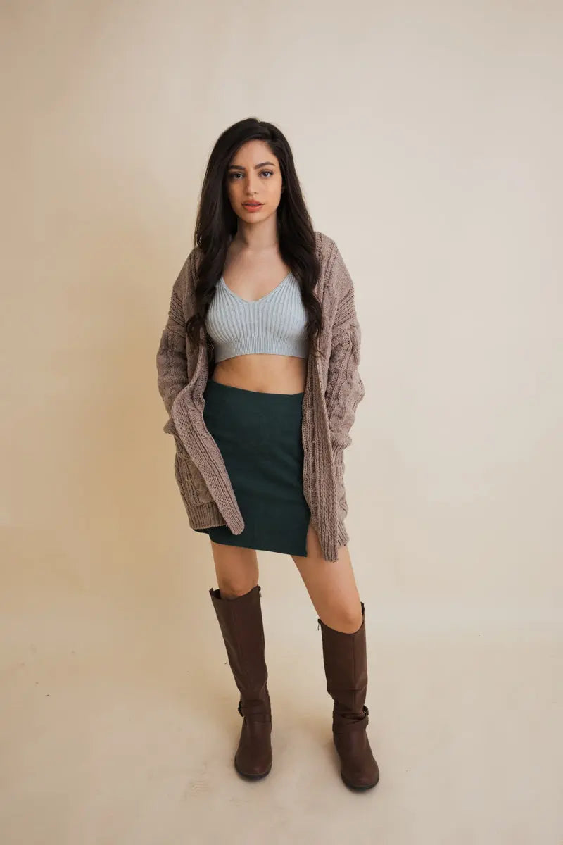 Boho Clothing and Accessories Classic Snuggle Comfort Cable Knit Cardigan Top in XS/S - Boho Style - Boho Style Cardigan