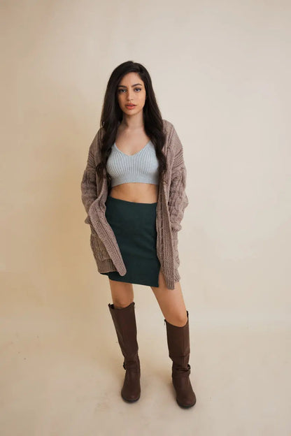 Boho Clothing and Accessories Classic Snuggle Comfort Cable Knit Cardigan Top in XS/S - Boho Style - Boho Style Cardigan