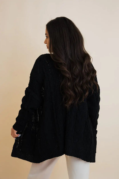 Boho Clothing and Accessories Classic Snuggle Comfort Cable Knit Cardigan Top in M/L view 5 - Boho Style