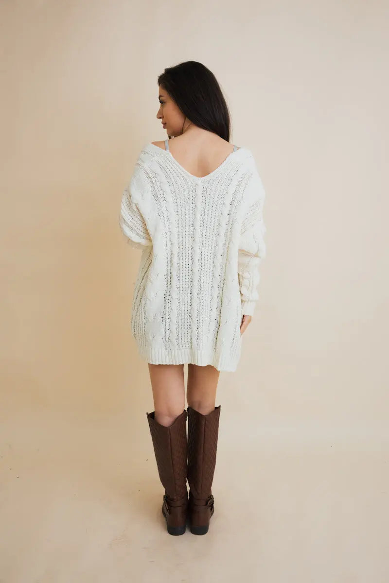 Boho Clothing and Accessories Classic Snuggle Comfort Cable Knit Cardigan Top in M/L view 8 - Boho Style