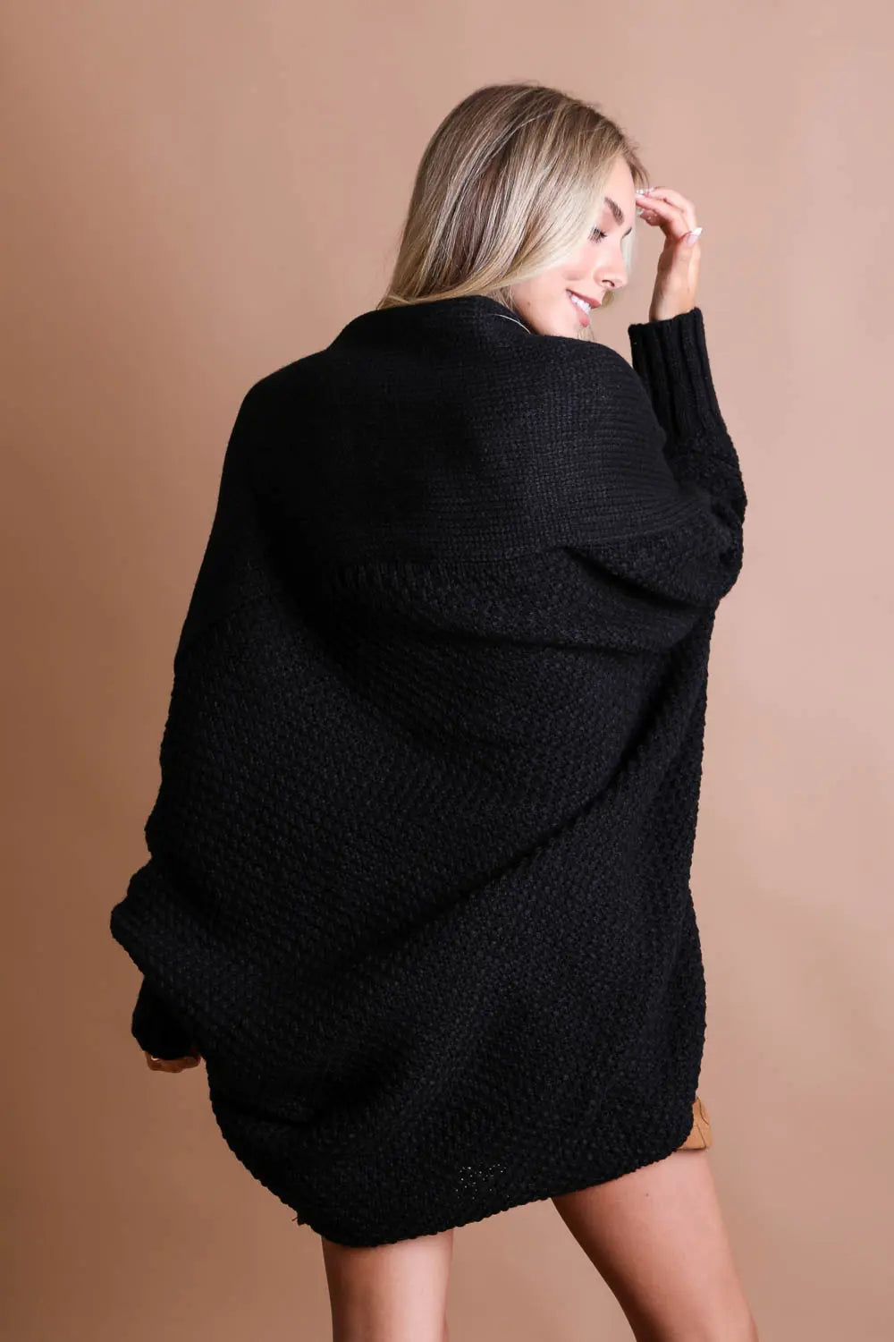 Boho Clothing and Accessories Cozy Chic Bat Wing Bliss Knit Cardigan Top view 12 - Boho Style - Boho Style Cardigan