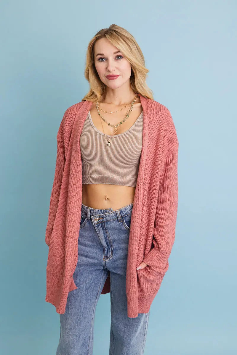 Boho Clothing and Accessories Cozy Open-front Waffle Knit Long Cardigan - Winter Staple ⛄ Top in M/L view 10 - Boho Style
