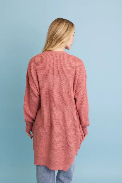 Boho Clothing and Accessories Cozy Open-front Waffle Knit Long Cardigan - Winter Staple ⛄ Top view 11 - Boho Style