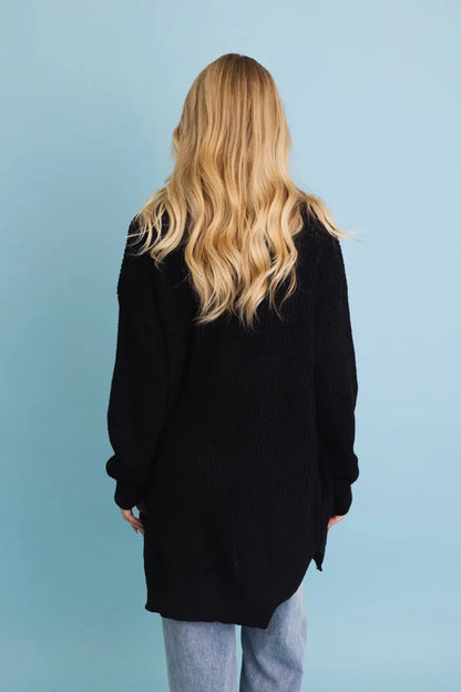Boho Clothing and Accessories Cozy Open-front Waffle Knit Long Cardigan - Winter Staple ⛄ Top in M/L view 8 - Boho Style