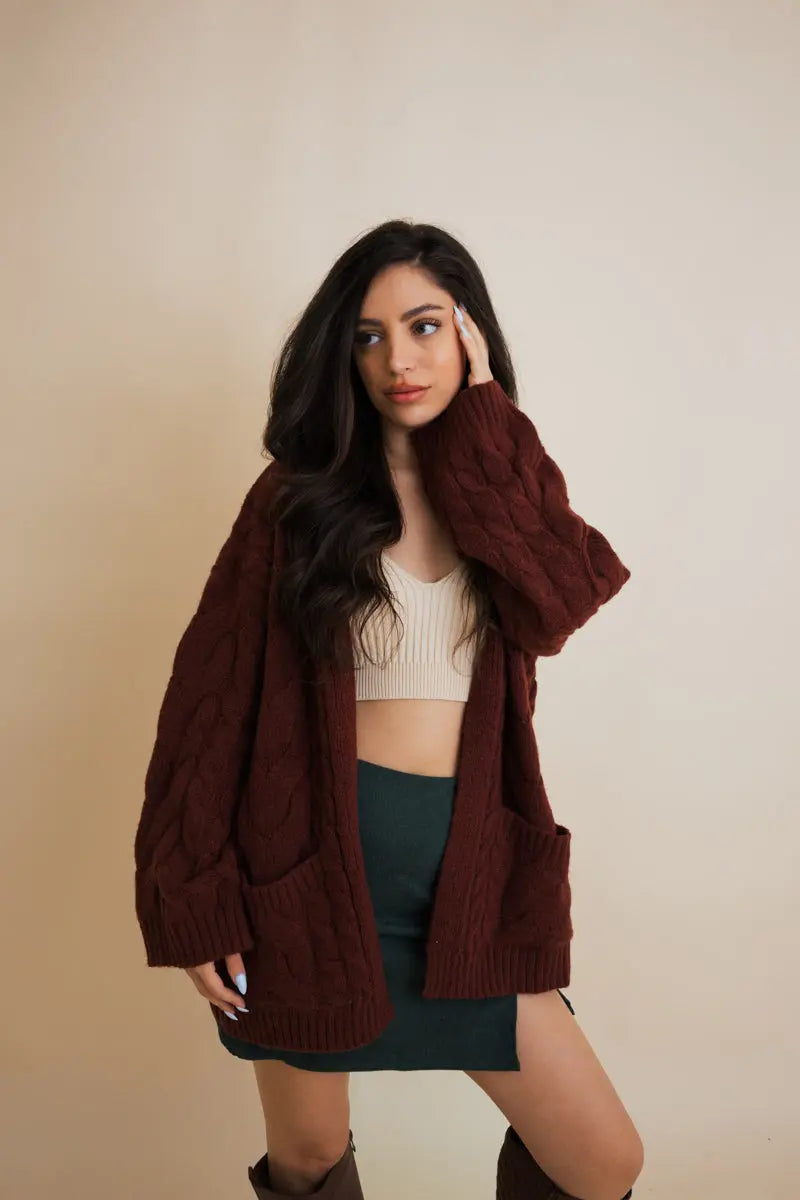 Boho Clothing and Accessories Dreamy Days Cable Knit Open Cardigan Top in XS/S - Boho Style - Boho Style Cardigan