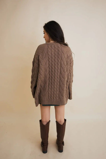 Boho Clothing and Accessories Dreamy Days Cable Knit Open Cardigan Top view 11 - Boho Style - Boho Style Cardigan