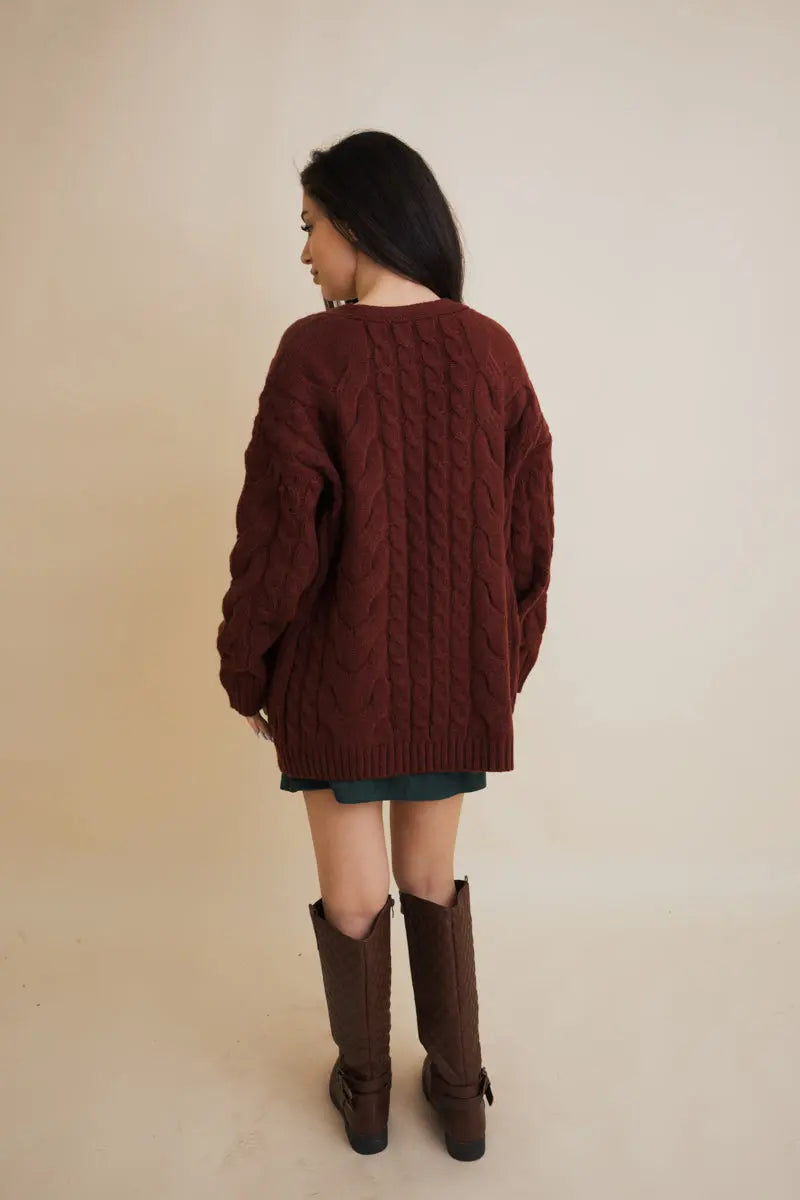 Boho Clothing and Accessories Dreamy Days Cable Knit Open Cardigan Top in XS/S view 2 - Boho Style - Boho Style Cardigan