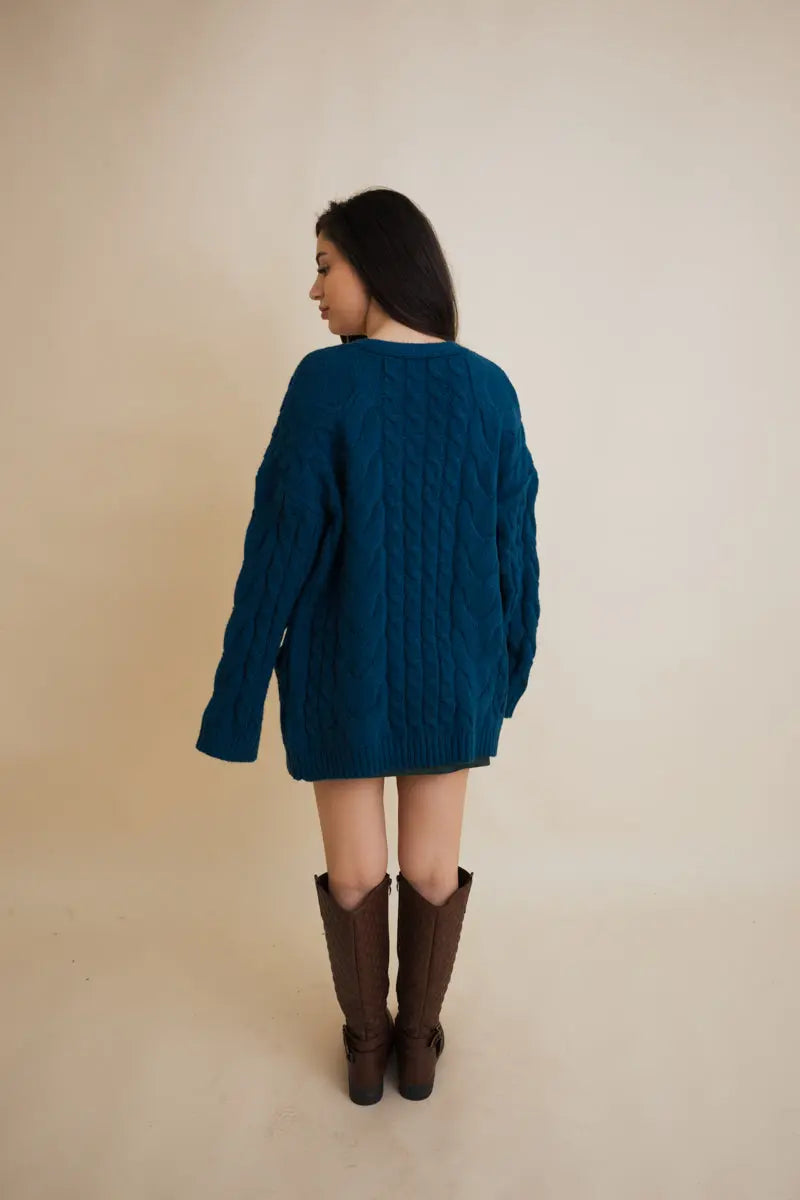 Boho Clothing and Accessories Dreamy Days Cable Knit Open Cardigan Top in M/L view 5 - Boho Style - Boho Style Cardigan