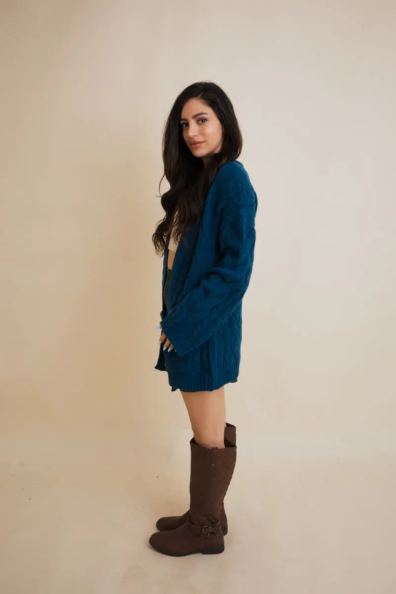 Boho Clothing and Accessories Dreamy Days Cable Knit Open Cardigan Top in M/L view 6 - Boho Style - Boho Style Cardigan