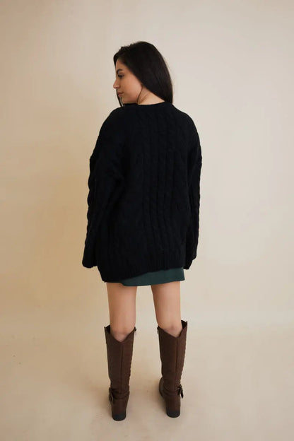 Boho Clothing and Accessories Dreamy Days Cable Knit Open Cardigan Top in M/L view 8 - Boho Style - Boho Style Cardigan