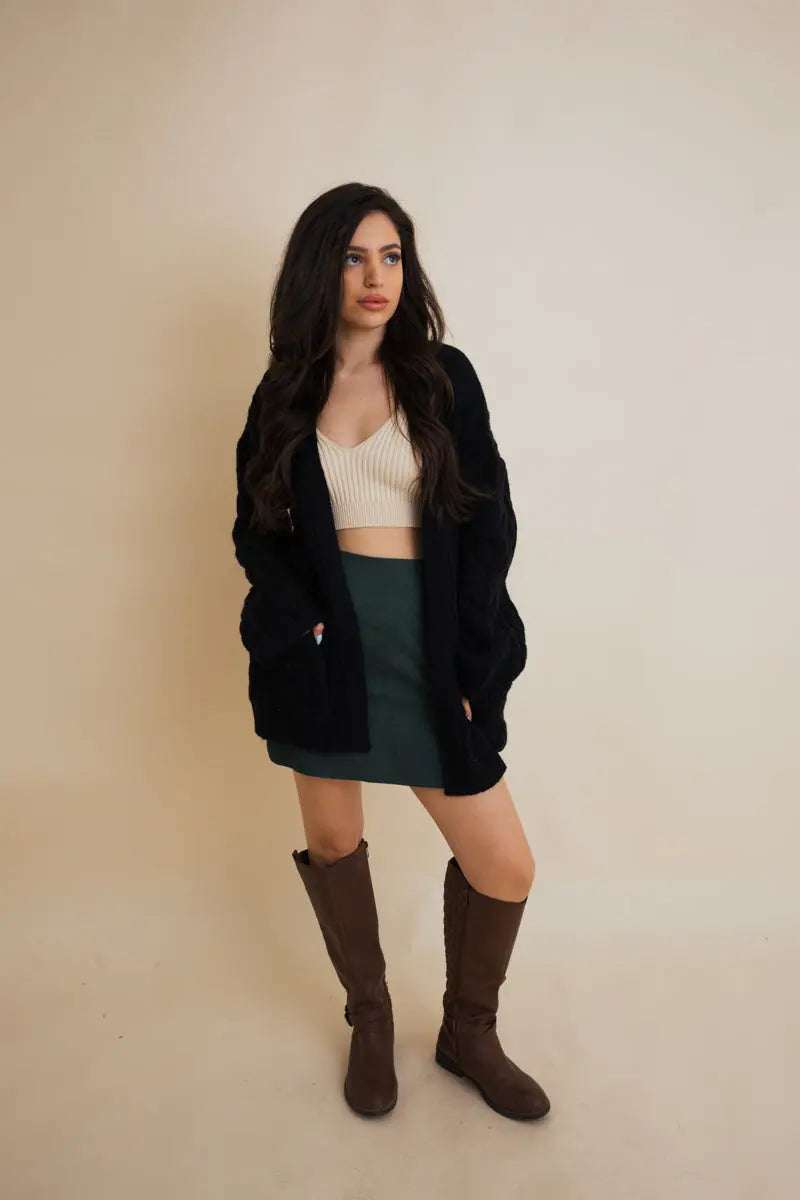 Boho Clothing and Accessories Dreamy Days Cable Knit Open Cardigan Top view 9 - Boho Style - Boho Style Cardigan