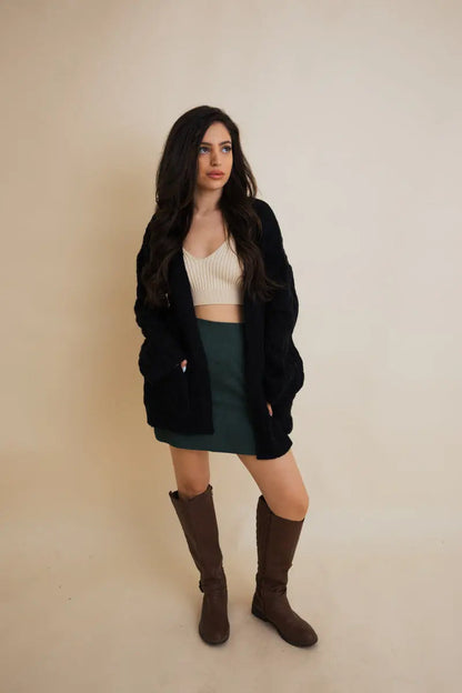 Boho Clothing and Accessories Dreamy Days Cable Knit Open Cardigan Top view 9 - Boho Style - Boho Style Cardigan